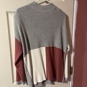 APT9 COLORBLOCK LIGHTWEIGHT LONG SLEEVE RIBBED STRETCH PULLOVER SWEATER XL